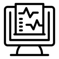 Computer showing medical analysis with ekg line vector