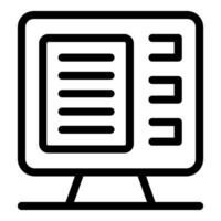 Computer showing electronic document for online reading vector
