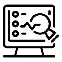 Magnifying glass analyzing data on a computer screen vector