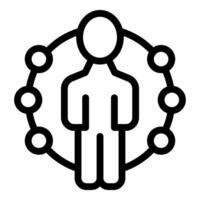 Businessman standing inside circle of connections representing networking concept vector