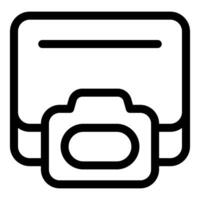 Camera icon overlapping memory card showing concept of digital photography vector