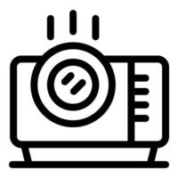 Projector screen showing presentation with light beam icon vector