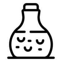 Simple line icon of a glass bottle containing orange juice with pulp vector