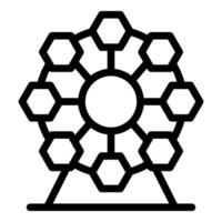 Ferris wheel with hexagonal cabins standing on the ground vector
