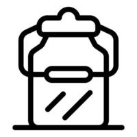 Black outline icon of a milk churn with handle for farm logo vector