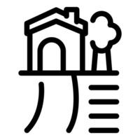 House standing on the edge of cliff representing landslide risk vector