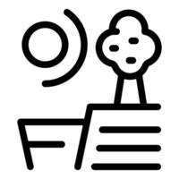 Sun shining on a tree growing on top of a cliff icon vector