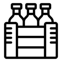 Three bottles standing in a wooden crate for delivery vector