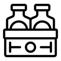 Two bottles standing in a wooden crate for delivery vector