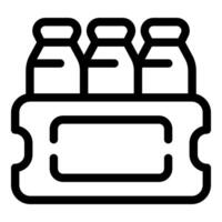 Three milk bottles standing in cardboard box for delivery vector