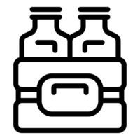 Milk bottles standing in crate for delivery service vector