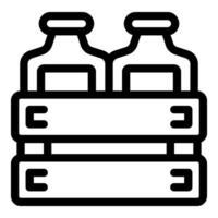 Two bottles standing in wooden crate for delivery vector