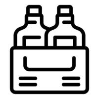 Cardboard beer box holding two glass bottles with handles for easy carrying vector