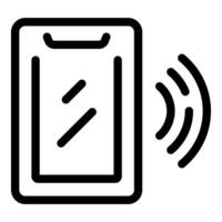 Smartphone emitting radio waves icon showing mobile signal vector