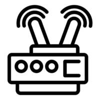 Wifi router emitting signal with two antennas icon vector