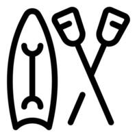Paddle boarding equipment icon with paddle and board vector