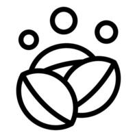Two hazelnuts falling with motion lines icon vector