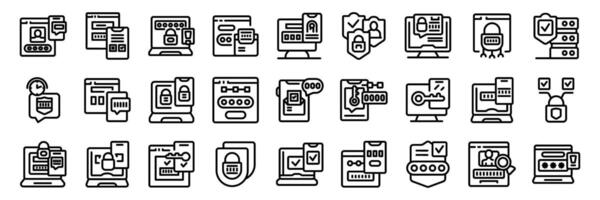 2fa icons set. Programmers protecting user data with secure login system icons vector