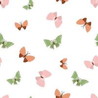 Cute seamless magic pattern with butterflies. Hand drawn style illustration. In boho color vector