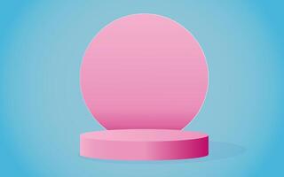 Abstract mock up scene in pink color. Pink Podium with copy space for product on blue background. illustration vector