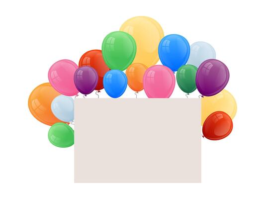 empty banner sign with party balloons. illustration