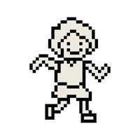Cute pixel cartoon 8bit character man run or running jog lifestyle for decoration life style 8 bit male boy jog marathon exercise. vector