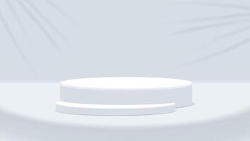 3d white podium design with shadow overlay for product display presentation vector