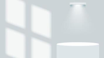 3d white product display podium with window shadow overlay vector