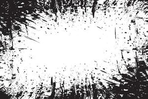 Distressed Black and White Grunge Overlay with Rough Texture Gritty Black Monochrome Texture Overlay on White Background vector