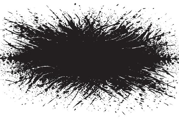 Black Monochrome Grunge Overlay with Distressed Gritty Texture on White Background