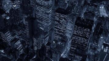 Cityscape shot of futuristic high rise skyscrapers metropolis business district video