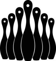 Bowling pins silhouette bundle, Bowling pins icon set, bowling pins standing at the end of a alley, Bowling illustration, simple silhouette design. vector