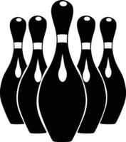 Bowling pins silhouette bundle, Bowling pins icon set, bowling pins standing at the end of a alley, Bowling illustration, simple silhouette design. vector