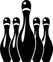 Bowling pins silhouette bundle, Bowling pins icon set, bowling pins standing at the end of a alley, Bowling illustration, simple silhouette design. vector