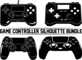 Game controller silhouette bundle, Keypad, gamepad, controller, input device. Console gaming, games, entertaiment, arcade. Retro Gaming controller, silhouette gamepad, game controller. vector