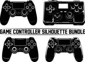 Game controller silhouette bundle, Keypad, gamepad, controller, input device. Console gaming, games, entertaiment, arcade. Retro Gaming controller, silhouette gamepad, game controller. vector