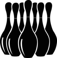 Bowling pins silhouette bundle, Bowling pins icon set, bowling pins standing at the end of a alley, Bowling illustration, simple silhouette design. vector