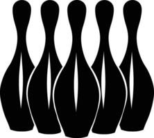 Bowling pins silhouette bundle, Bowling pins icon set, bowling pins standing at the end of a alley, Bowling illustration, simple silhouette design. vector