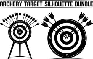 Archery Target silhouette bundle, Set round target for target shooting competition. Target line icon set. objective ambition goal icon. Concept achieving the goal in business. vector