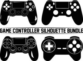 Game controller silhouette bundle, Keypad, gamepad, controller, input device. Console gaming, games, entertaiment, arcade. Retro Gaming controller, silhouette gamepad, game controller. vector