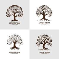 Set of Tree silhouettes. Suitable for logo, emblem, pattern, typography etc. Isolated on white background. illustration vector