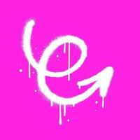Curved shape arrow with loop in urban graffiti style with drips and dry brush texture. Hand drawn spray graffiti swirl arrow. Grunge bold icon. Street art style illustration. vector