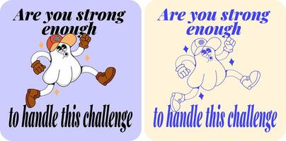 Illustration of a cheerful ghost cartoon that has accepted the fact that it has left this world.are you strong enough to overcome all the obstacles in life so that you dont regret it later vector