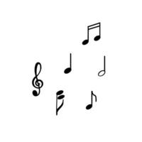 Sheet music, treble clef. All objects are drawn in in black. Suitable for printing on posters, invitations, cards, and for design vector