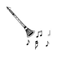 Musical folk instrument. Russian folk instrument - zhaleika, pipe, hand-drawn in on a white background. Suitable for printing on fabric, posters, cards, invitations vector