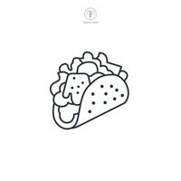 taco with meat, cheese, and lettuce Icon symbol illustration isolated on white background vector