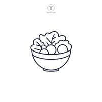bowl of salad with lettuce, tomatoes, and cucumbers Icon symbol illustration isolated on white background vector