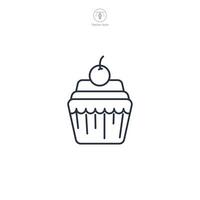 cupcake with frosting and a cherry on top Icon symbol illustration isolated on white background vector