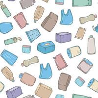Seamless pattern with different types of packaging vector