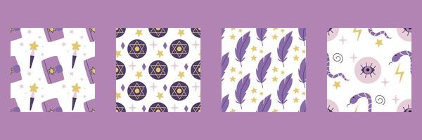 Set of magical seamless pattern vector